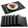 DOLOPL Placemats Set of 6, Black Waterproof Faux Leather Heat Resistant Mats for Kitchen Dining Room Table Decorations, Anti Slip Dining Table Place Mats for Indoor & Outdoor Use