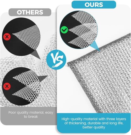 Forggon10 Pcs New Upgrade3-Layer metal Dish Cloth, No Scratches Multipurpose Wire Dishwashing Rag for Wet and Dry, Kitchen Cleaning Dish Rags, Sinks, Dishes, Stove 3
