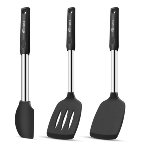 NileHome Pack of 3 Spatulas Silicone Heat Resistant, Silicone Cooking Utensils Set, Silicone Spatula BPA Free Cooking Utensils, Ideal Cookware for Fish, Eggs, Pancakes