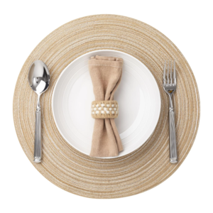 Round Placemats Set of 4 Woven Placemats Washable Braided Table Mats for Dining Table Heat Resistant Non-Slip Circle Place Mats Beige