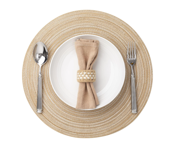 Round Placemats Set of 4 Woven Placemats Washable Braided Table Mats for Dining Table Heat Resistant Non-Slip Circle Place Mats Beige