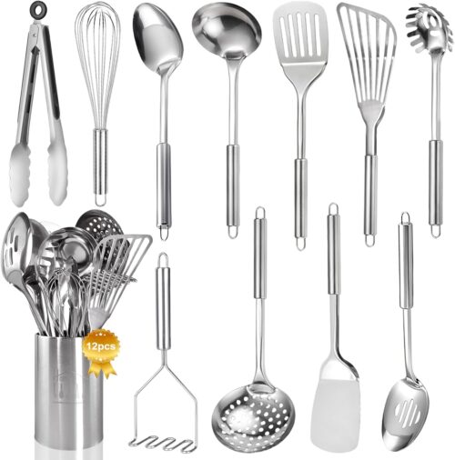 Stainless Steel Kitchen Utensils Set - 12Pcs Cooking Utensils Set