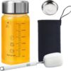 Glass Juice Bottles 12 oz - Wide Mouth Glass Water Bottles with Lids and Sleeve- for Juicing, Smoothies, Milk, Protein, Reusable, Stainless Steel Lids, Leak Proof, Shaker bottle