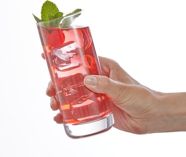 JoyJolt Faye 13oz Highball Glasses, 6pc Tall Glass Sets. Lead-Free Crystal Drinking Glasses. Water Glasses, Mojito Glass Cups, Tom Collins Bar Glassware, and Mixed Drink Cocktail Glass Set