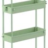SPACEKEEPER Slim Rolling Storage Cart 4 Tier Bathroom Organizer Utility Cart Mobile Shelving Unit Tower Rack for Kitchen, Laundry Room, Bathroom, Narrow Places, Green